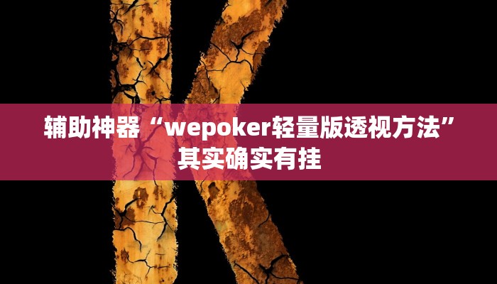 辅助神器“wepoker轻量版透视方法”其实确实有挂