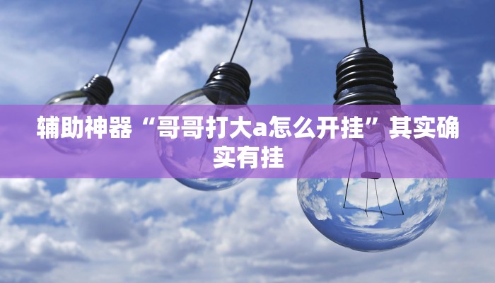 辅助神器“哥哥打大a怎么开挂”其实确实有挂