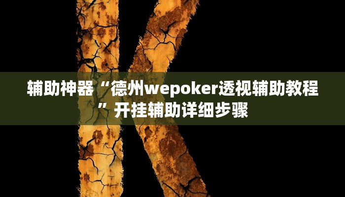 辅助神器“德州wepoker透视辅助教程”开挂辅助详细步骤