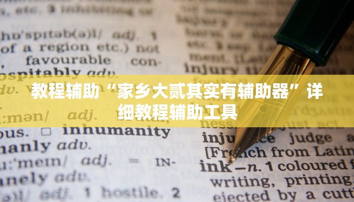 教程辅助“家乡大贰其实有辅助器”详细教程辅助工具