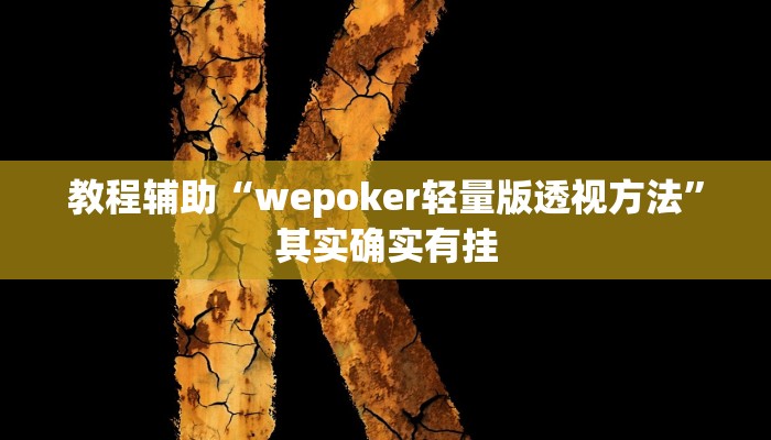 教程辅助“wepoker轻量版透视方法”其实确实有挂