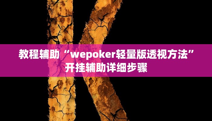 教程辅助“wepoker轻量版透视方法”开挂辅助详细步骤