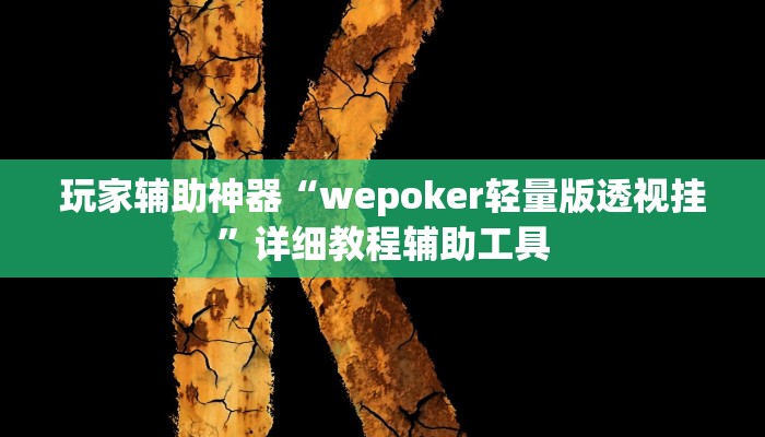 玩家辅助神器“wepoker轻量版透视挂”详细教程辅助工具