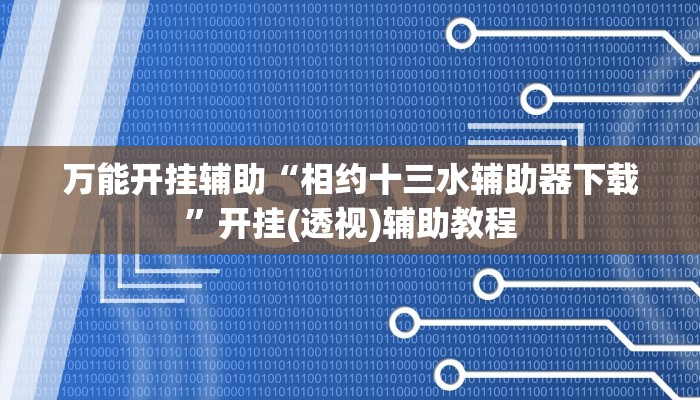万能开挂辅助“相约十三水辅助器下载”开挂(透视)辅助教程