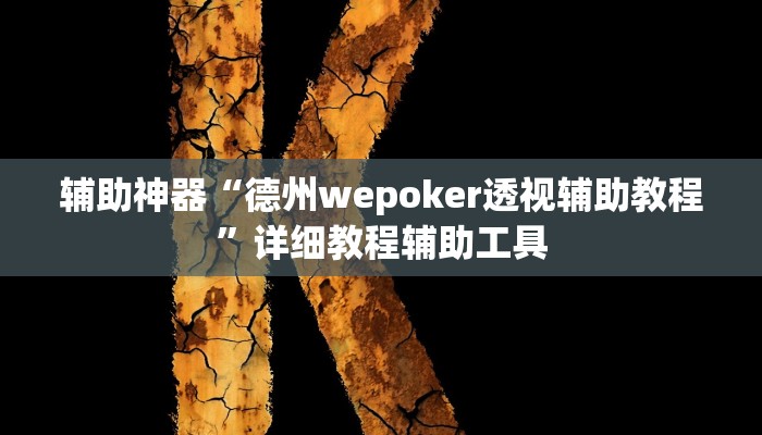 辅助神器“德州wepoker透视辅助教程”详细教程辅助工具