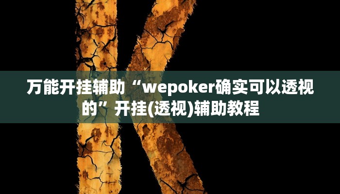 万能开挂辅助“wepoker确实可以透视的”开挂(透视)辅助教程