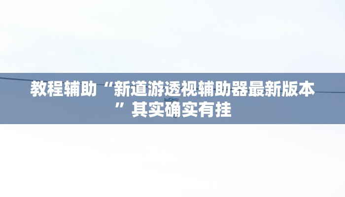 教程辅助“新道游透视辅助器最新版本”其实确实有挂 教程辅助“新道游透视辅助器最新版本”其实确实有挂