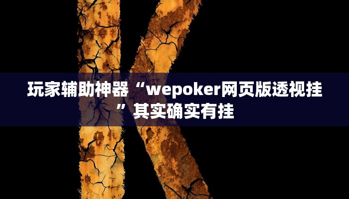 玩家辅助神器“wepoker网页版透视挂”其实确实有挂 玩家辅助神器“wepoker网页版透视挂”其实确实有挂